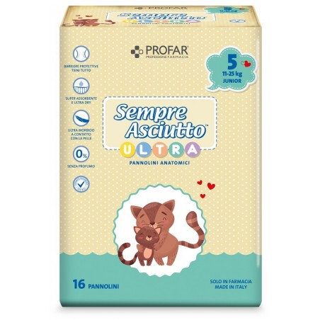 Federfarma. Co Pannolini Profar Sempre Asciutto Ultra Junior 11/25 Kg 16 Pezzi