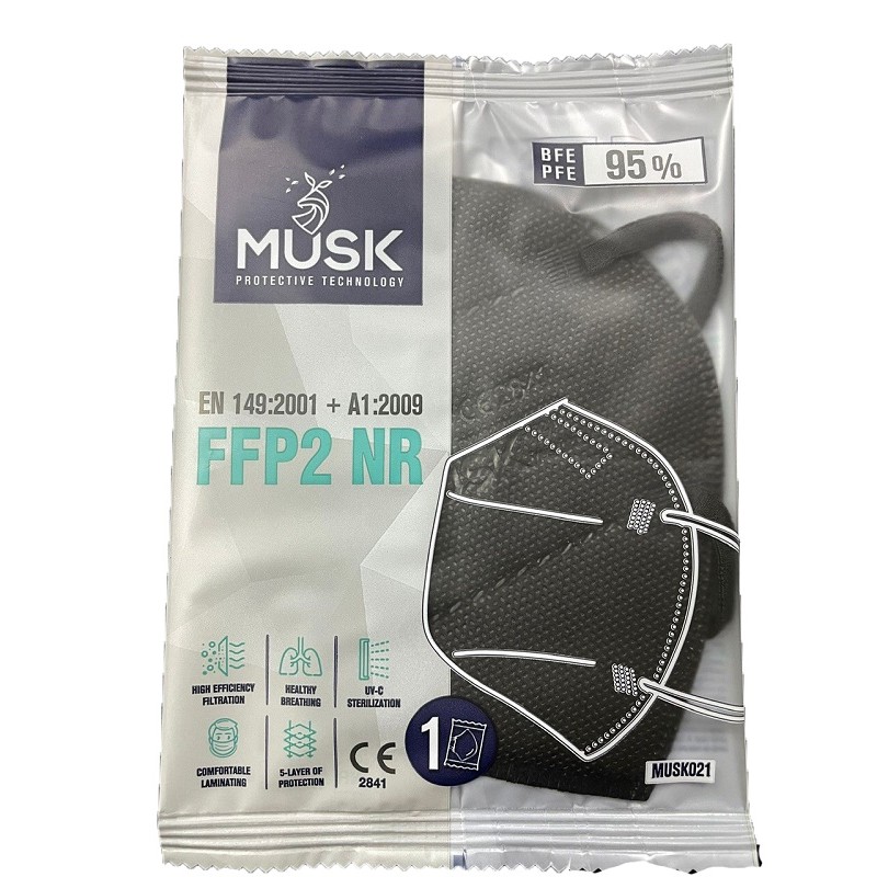 Musk Medikal Musk Mascherina Ffp2 Musk021 Black 10 Pezzi