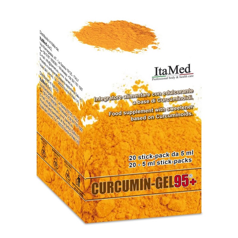 Itamed Curcumin Gel 95+ 20 Bustine Stick Pack Monodose Da 5 Ml Aroma Lampone