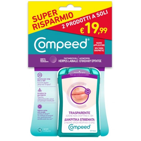 Perrigo Bipacco Compeed Trattamento Dell'herpes Labiale 15 Pezzi + 15 Pezzi