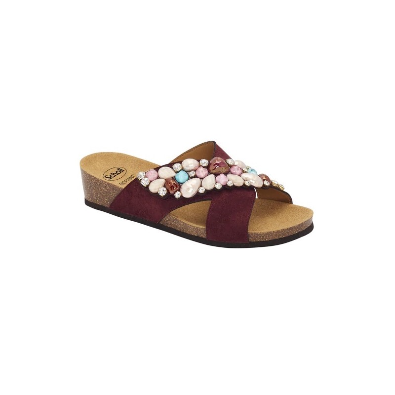 Scholl Shoes Calzatura Palau Cross Microfibre+accessories Woman Bordeaux/multi Tecnologia Bioprint Materiale Microfibra + Orname