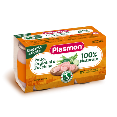 Plasmon Omogeneizzati Pollo Fagiolini Zucchine 2 Pezzi Da 120 G