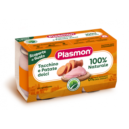 Plasmon Omogeneizzati Tacchino Patate Dolci 2 Pezzi Da 120 G