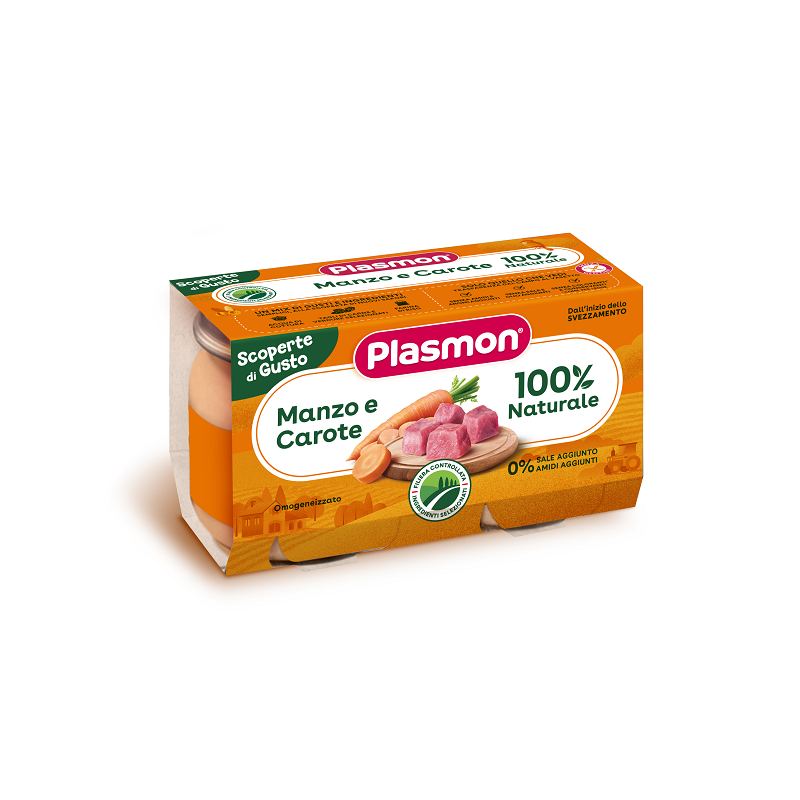 Plasmon Omogeneizzati Manzo Carote 2 Pezzi Da 120 G