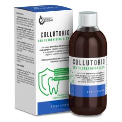 flacone da 200 ml di colluttorio  con clorexidina al 0,2%