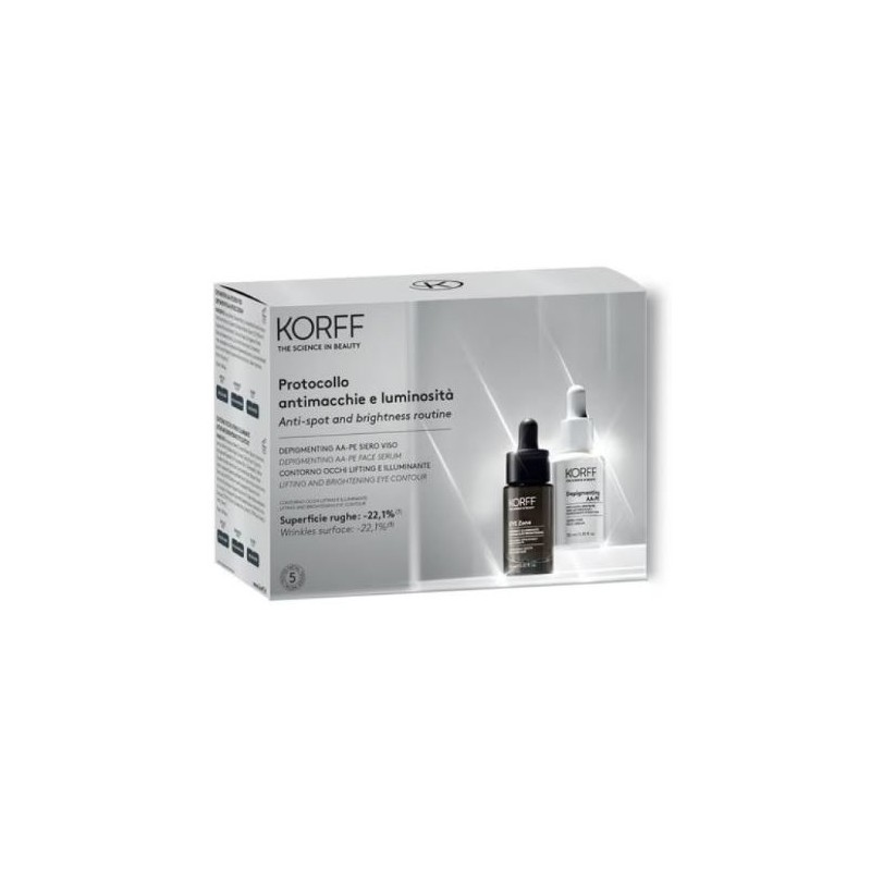 Korff Protocollo Cofanetto Anti Macchie Luminosita' 1 Depigmenting Aa Pe Siero Viso 30 Ml + 1 Eye Zone Contorno Occhi Lifting E