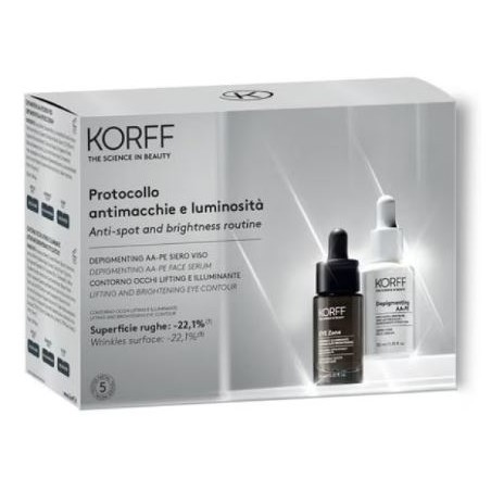 Korff Protocollo Cofanetto Anti Macchie Luminosita' 1 Depigmenting Aa Pe Siero Viso 30 Ml + 1 Eye Zone Contorno Occhi Lifting E