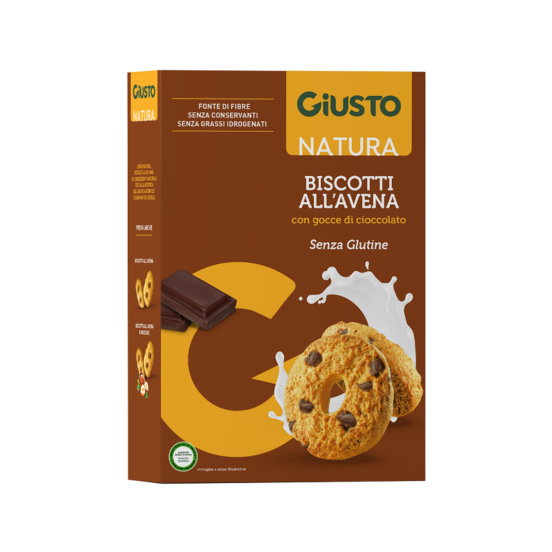 Farmafood Giusto Senza Glutine Biscotti Avena Gocce Cioccolato 250 G