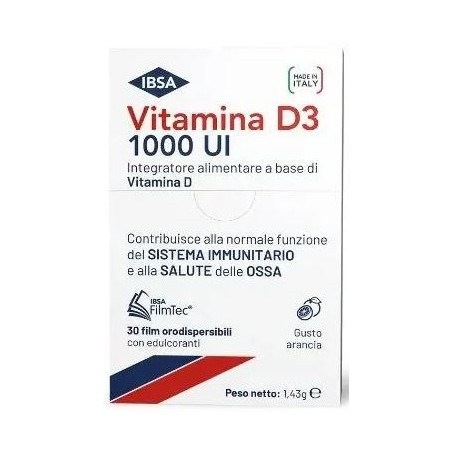 Confezione da 30 Film Orodispersibili di Vitamina D3 1000ui della Ibsa Farmaceutici