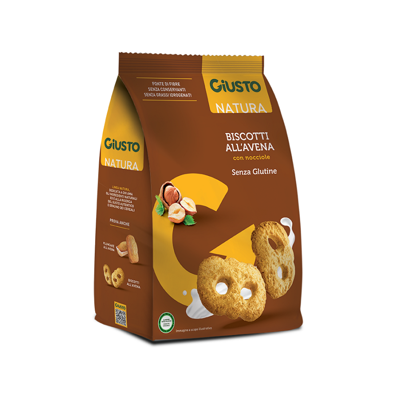 Farmafood Giusto Senza Glutine Biscotti Avena Con Nocciole 250 G