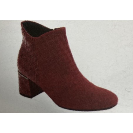 Scholl Shoes Calzatura Alizee Bootie Nubuck+printed Leather Woman Dk Red Nubuck + Pelle Stampata 39