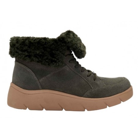 Scholl Shoes Calzatura Stelvio Suede+synthetic Fur Woman Dk Green Pelle Scamosciata + Pelliccia Sint. 37