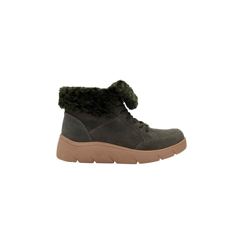 Scholl Shoes Calzatura Stelvio Suede+synthetic Fur Woman Dk Green Pelle Scamosciata + Pelliccia Sint. 38