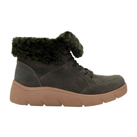 Scholl Shoes Calzatura Stelvio Suede+synthetic Fur Woman Dk Green Pelle Scamosciata + Pelliccia Sint. 38