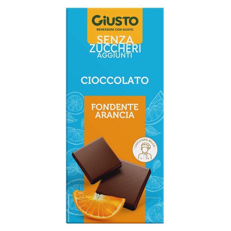 Farmafood Giusto Senza Zucchero Cioccolato Fondente Arancia 85 G