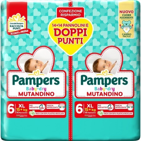 Fater Pampers Baby Dry Pannolino Mutandina Xl Duo Downcount 28 Pezzi