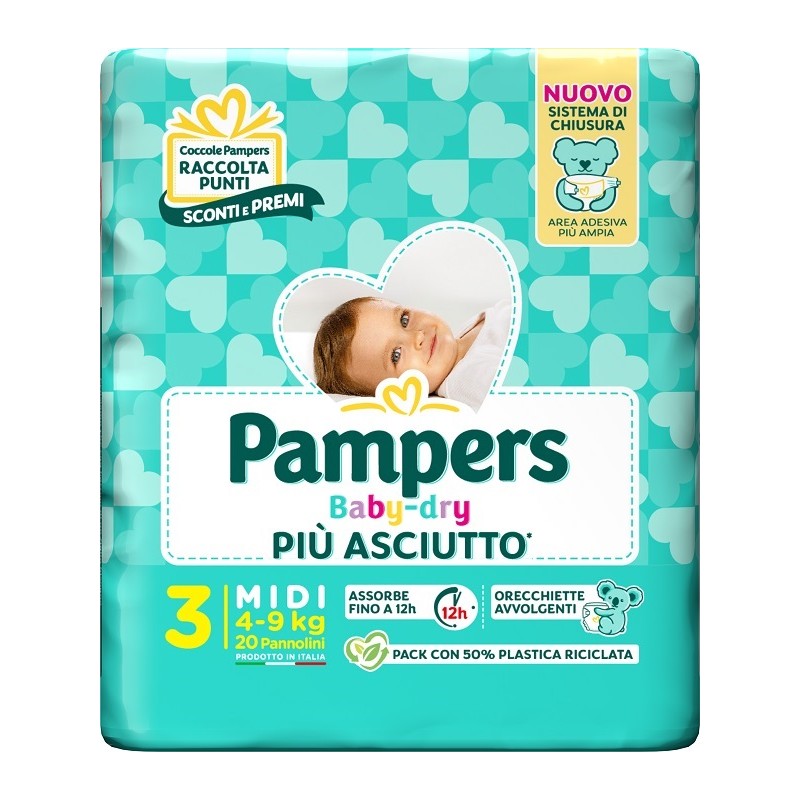 Fater Pampers Baby Dry Pannolino Downcount Midi 20 Pezzi