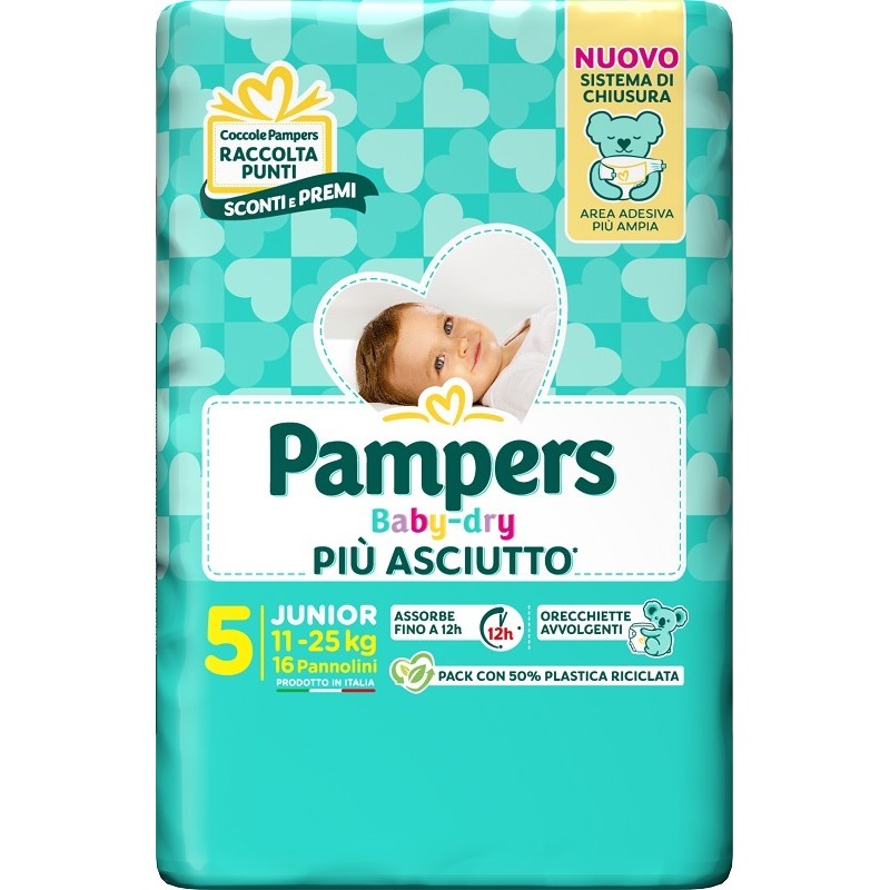 Fater Pampers Baby Dry Pannolino Downcount Junior 16 Pezzi