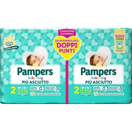 Fater Pampers Baby Dry Pannolino Duo Downcount Mini 48 Pezzi