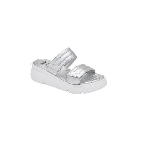 Scholl Shoes Bali 2 Straps Laminated Leather Woman Silver 37 Materiale Pelle Laminata Fodera Tomaia Pelle Laminata Sottopiede Pe