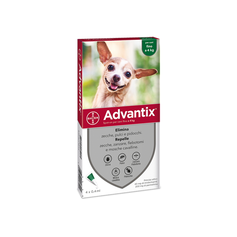 4 pipette Advantix Spot-on Per Cani fino a 4 kg