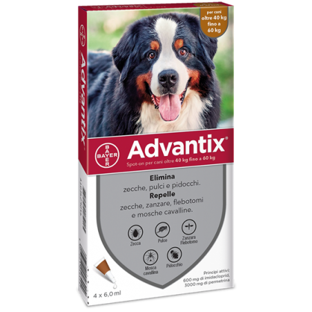 4 pipette Advantix Spot-on Per Cani Oltre 40 Kg Fino A 60 Kg