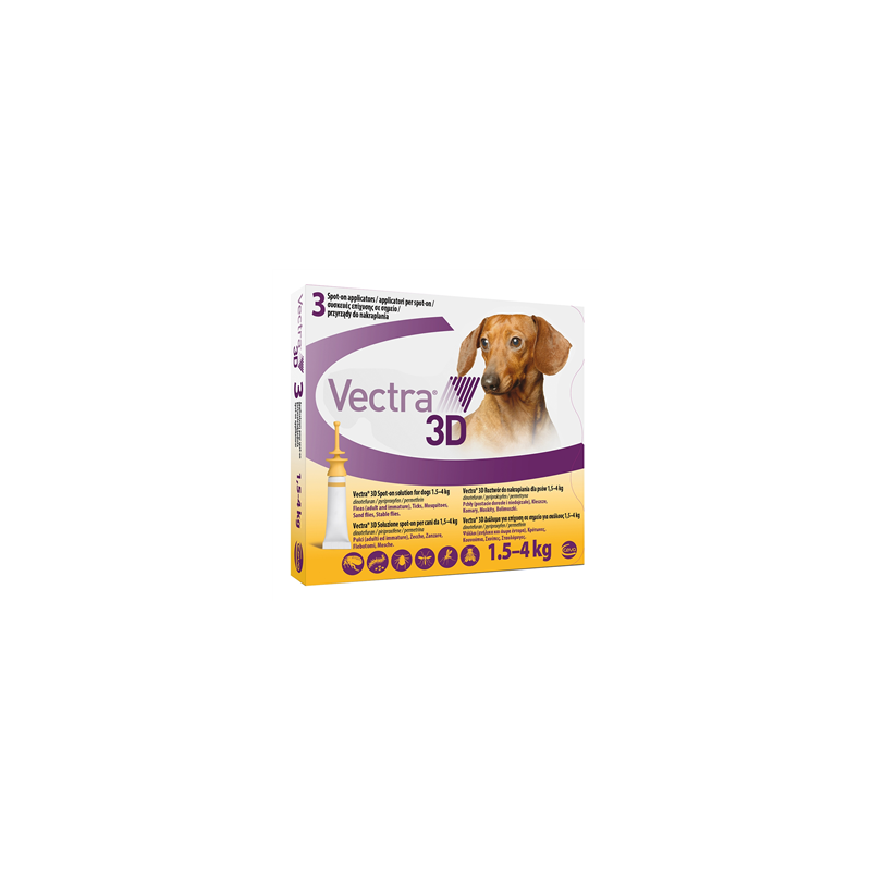 Ceva Salute Animale Vectra 3d 3 pipette 1,5-4 kg giallo