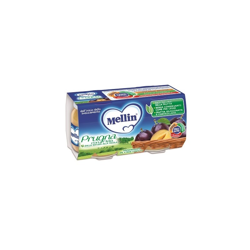 Danone Nutricia Soc. Ben. Mellin Omogeneizzato Prugna Mela 100 G 2 Pezzi