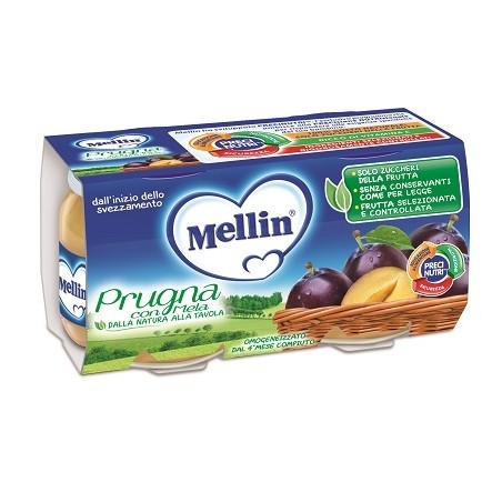 Danone Nutricia Soc. Ben. Mellin Omogeneizzato Prugna Mela 100 G 2 Pezzi