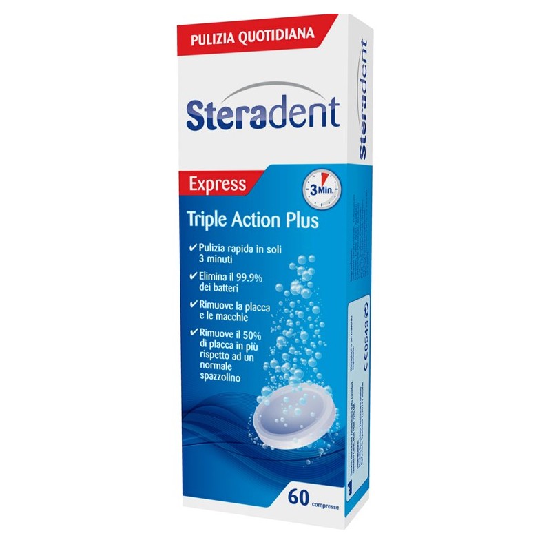 Reckitt Benckiser H. Steradent Triple Action Plus 60 Compresse Pulenti