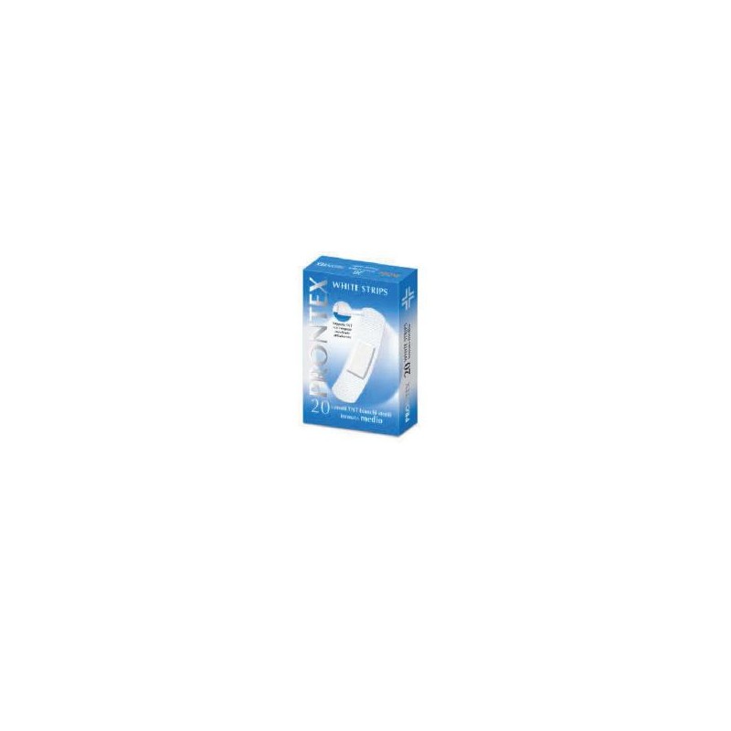 Safety Cerotto Prontex White Strips In Tessuto Non Tessuto Bianco Sterile Scatola 20 Cerotti Medi