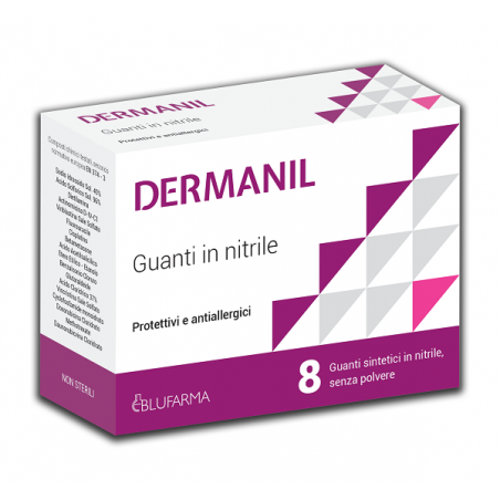 Blufarma Dermanil Guanti Protettivi Anallergici In Nitrile Senza Polvere 8 Pezzi