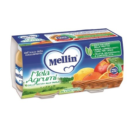 Danone Nutricia Soc. Ben. Mellin Omogeneizzato Mela Agrumi 100 G 2 Pezzi