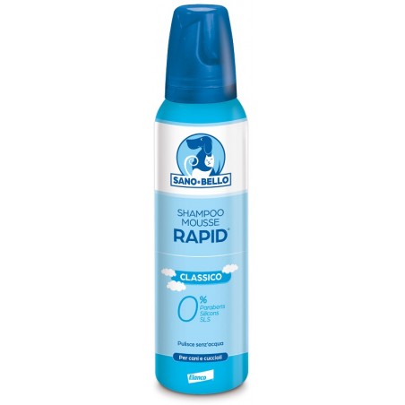 Elanco Italia Sano E Bello Shampoo Mousse Rapid Classico Flacone 300 Ml Per Lavaggio Senz'acqua