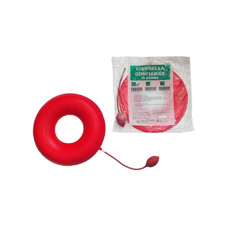 Farvisan Ciambella Gonfiabile Per Invalidi In Gomma Rossa Team Deluxe Con Pompa 40cm Diametro