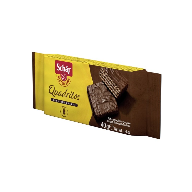 Dr. Schar Schar Quadritos Wafer Con Cacao Ricoperti Di Cioccolato Fondente 40 G