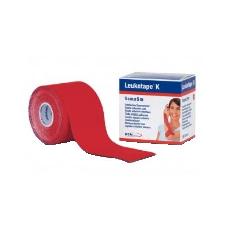 Essity Italy Benda Adesiva Leukotape K Per Taping Fisioterapico Larghezza 5 Cm Lunghezza 5 M Colore Rosso In Rotolo