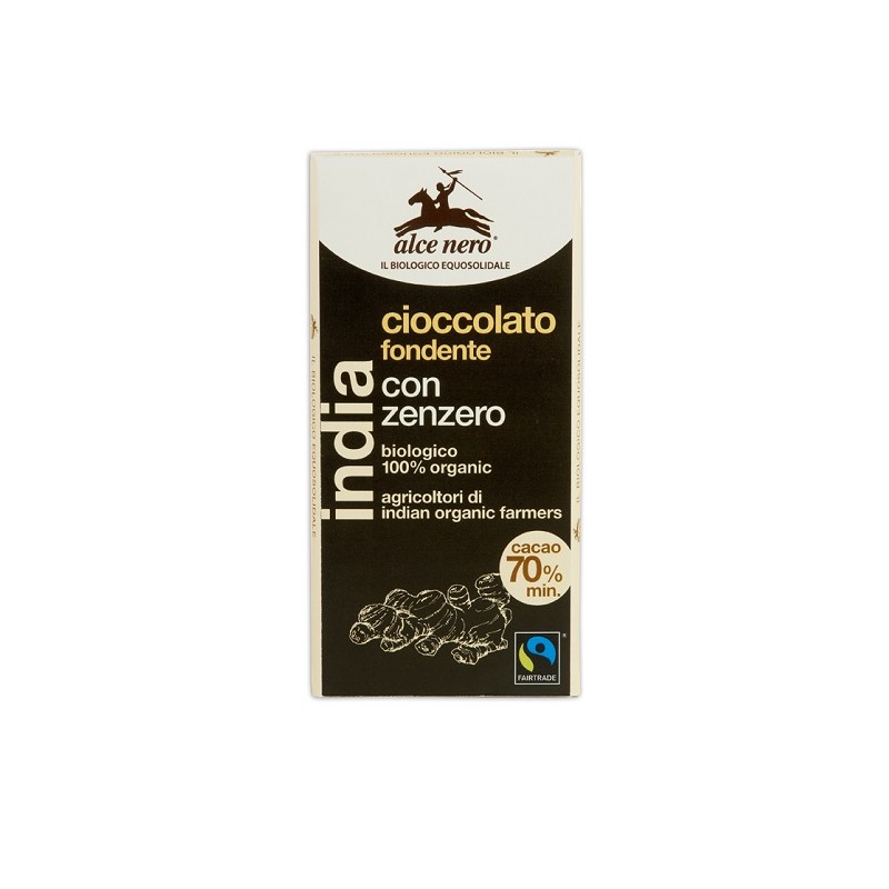 Alce Nero Tavoletta Di Cioccolato Fondente Bio Con Zenzero Dell'ecuador Fairtrade 50 G