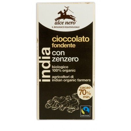 Alce Nero Tavoletta Di Cioccolato Fondente Bio Con Zenzero Dell'ecuador Fairtrade 50 G