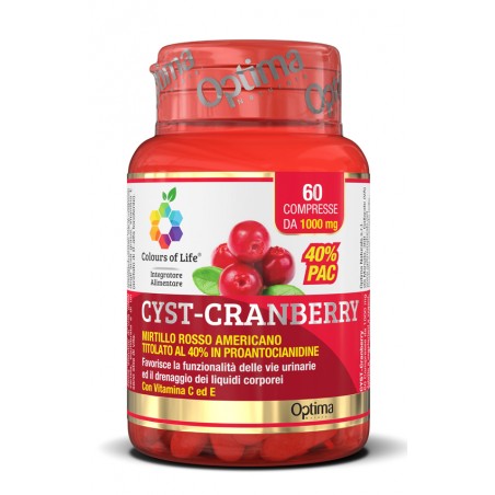 Optima Naturals Colours Of Life Cyst-cranberry Con Vitamina C E 60 Compresse 1000 Mg