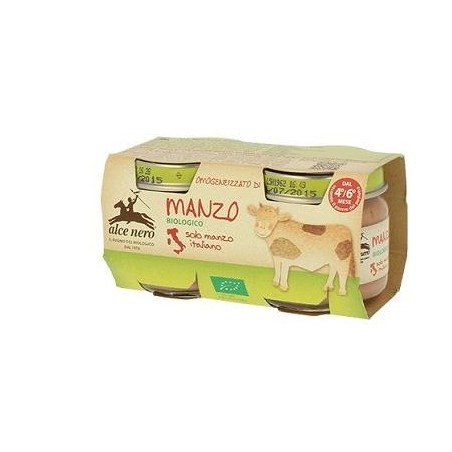 Alce Nero Omogeneizzato Di Manzo Baby Food Bio 2 X 80 G