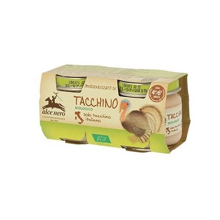 Alce Nero Omogeneizzato Di Tacchino Baby Food Bio 2 X 80 G