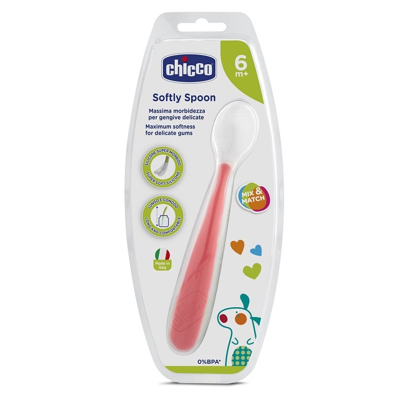 Chicco Cucchiaio Morbido Silicone 6m+ Rosso Up