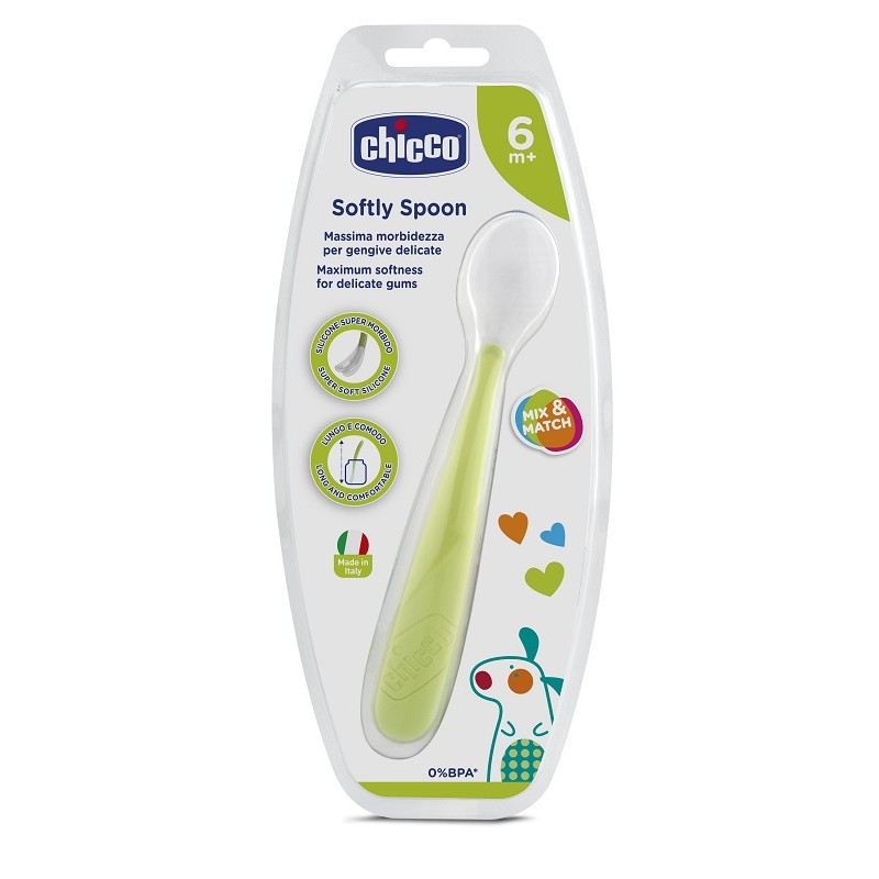 Chicco Cucchiaio Morbido Silicone 6m+ Verde Up