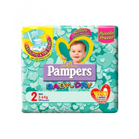 Fater Pannolini Per Bambini Pampers Baby Dry Downcount No Flash Mini 24 Pezzi Buono Sconto