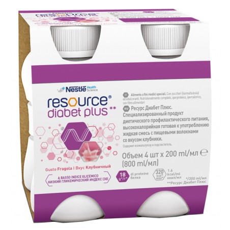 Nestle' It. Resource Diabet Plus Fragola 4 X 200 Ml