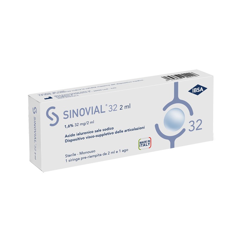 Ibsa Farmaceutici Italia Siringa Intra-articolare Sinovial 32 Acido Ialuronico 1,6% 32 Mg/2 Ml 1 Fs + Ago Gauge 21 1 Pezzo