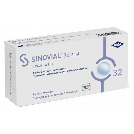 Ibsa Farmaceutici Italia Siringa Intra-articolare Sinovial 32 Acido Ialuronico 1,6% 32 Mg/2 Ml 1 Fs + Ago Gauge 21 3 Pezzi