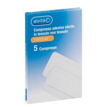 Alliance Healthcare It. Dis. Alvita Garza Compressa Adesiva Sterile In Tessuto Non Tessuto Estensibile Bianco 10x15cm 5 Pezzi