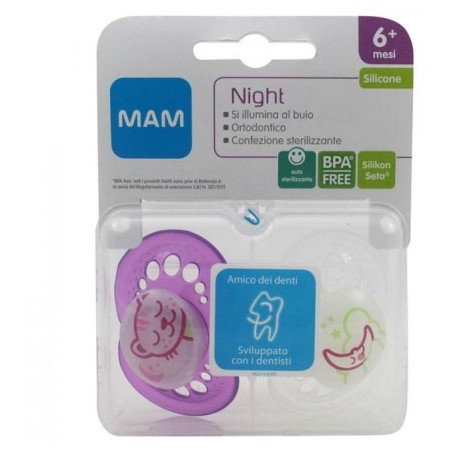 Bamed Baby Italia Mam Night Succhietto 6+ Silicone Confezione Doppia